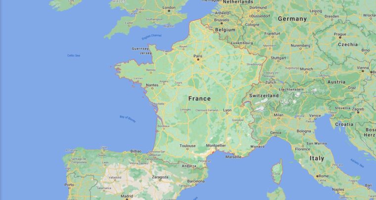 France Border Countries Map