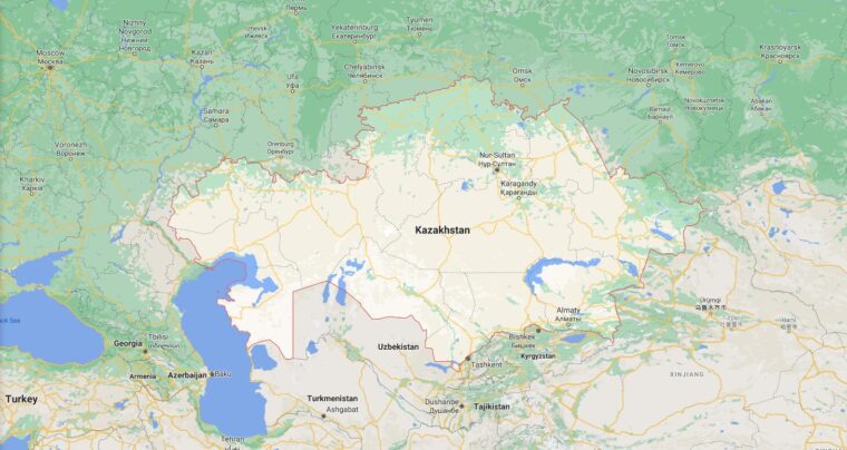 Kazakhstan Border Countries Map