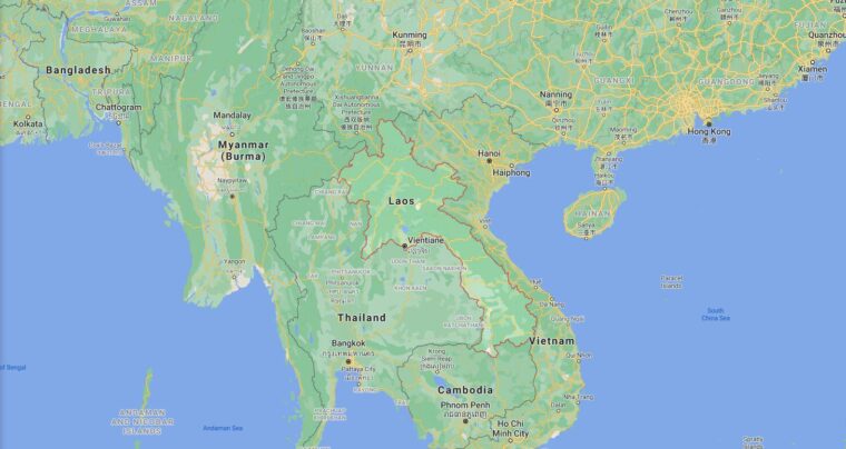 Laos Border Countries Map