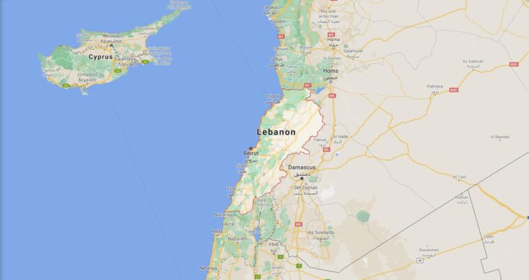 Lebanon Border Countries Map