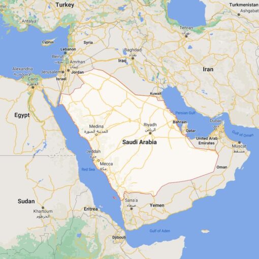Saudi Arabia Border Countries Map