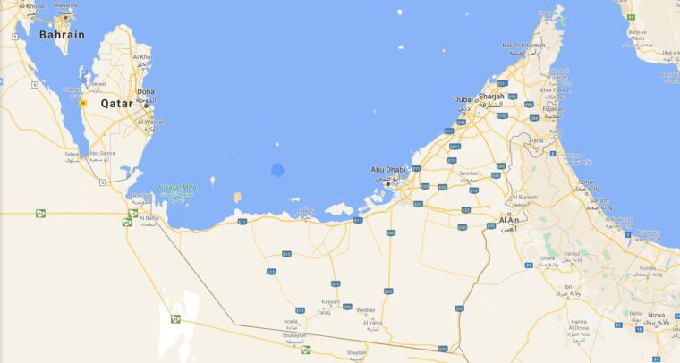 United Arab Emirates Border Countries Map
